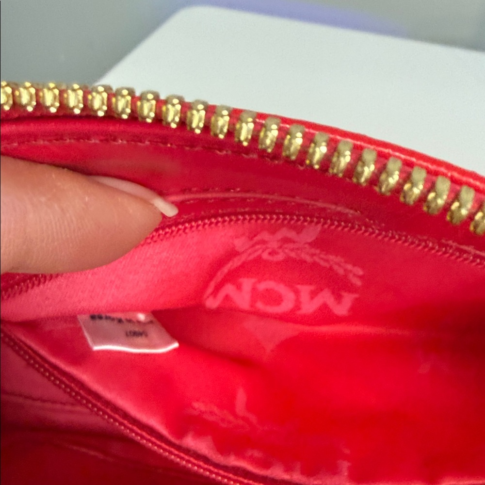 MCM Vintage Red Leather Shoulder Bag with Gold toned Chain - Picture 13 of 16